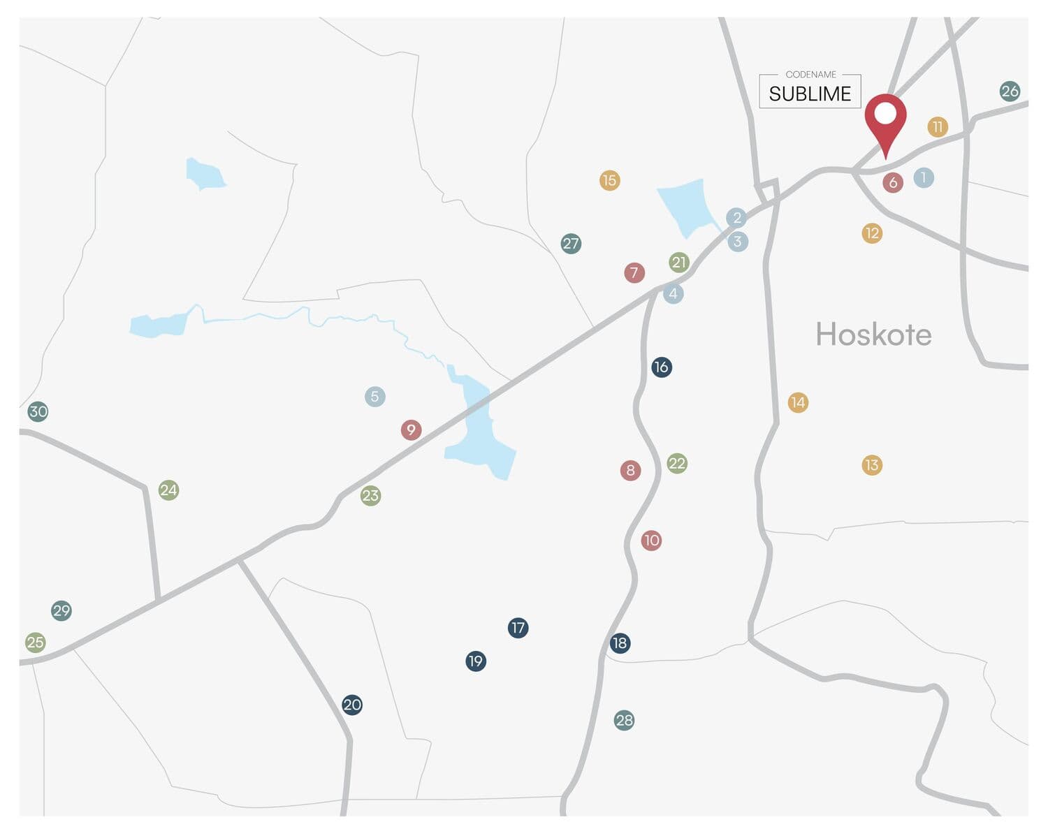 Assetz Codename Sublime location and connectivity map by Assetz Property Group located in Off Hoskote, East Bengaluru